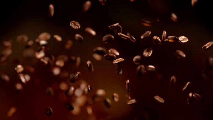 咖啡豆飞来飞去视频素材视觉创意洒落飞落