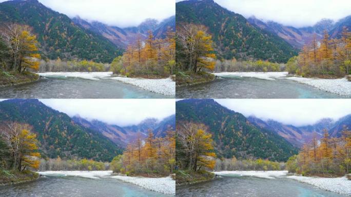 4k锁定: 日本长野秋季的Kamikochi。