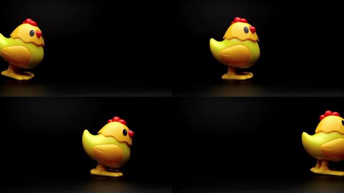 发条黄色玩具鸡。视频素材
