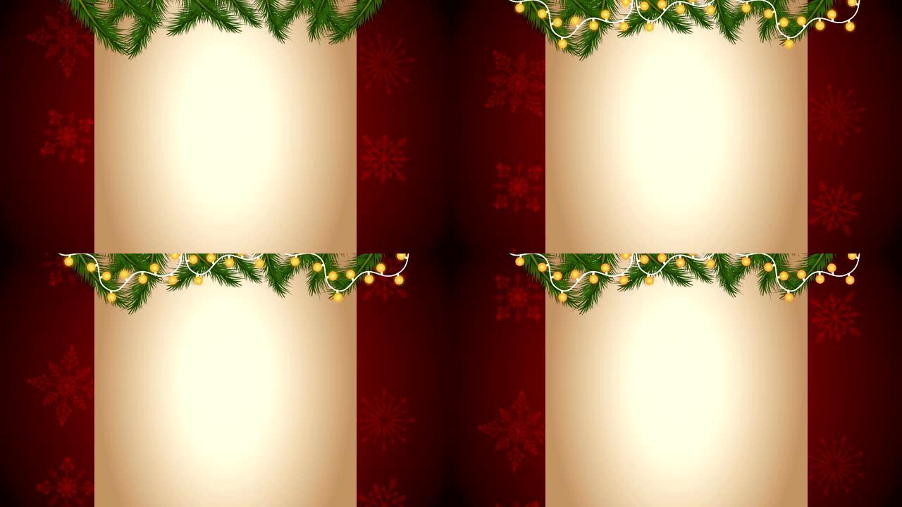 带花环框架的圣诞快乐动画