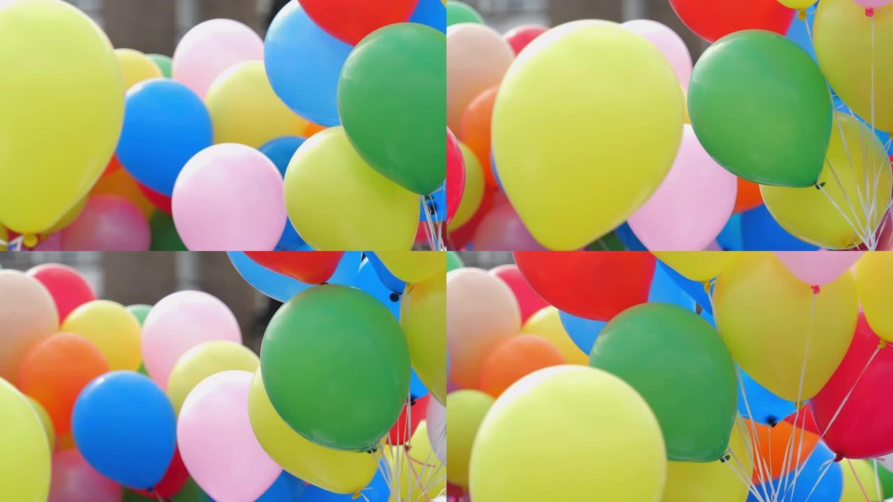 彩色氦气球飞了起来。