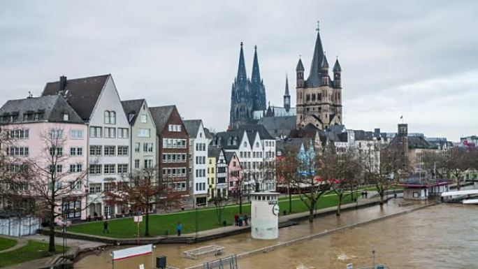 德国科隆市中心洪水泛滥