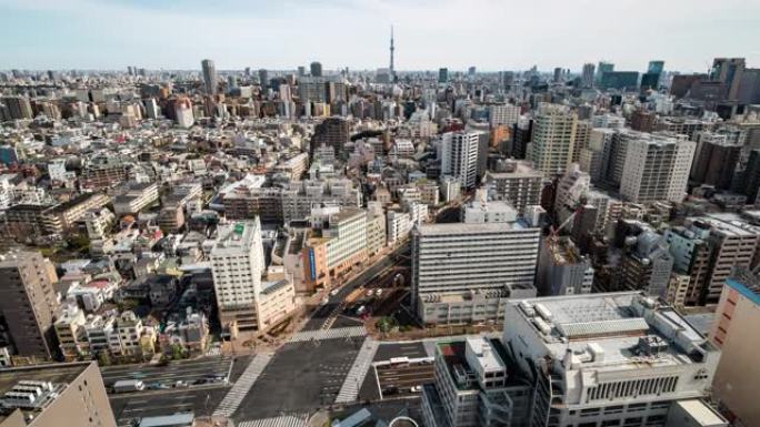 延时: 从文京区鸟瞰东京城市景观和天际线