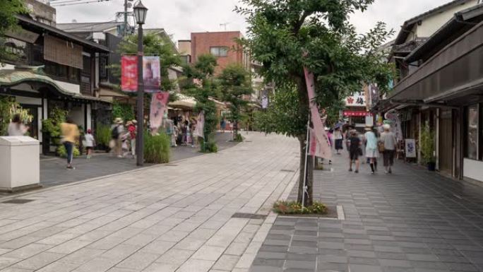 日本福冈太宰府老城拥挤的延时游客