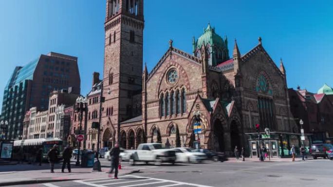 美国马萨诸塞州波士顿老南教堂的时间流逝
