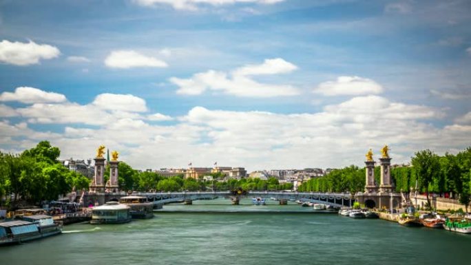 Time Lapse-巴黎的Pont Alexandre III桥