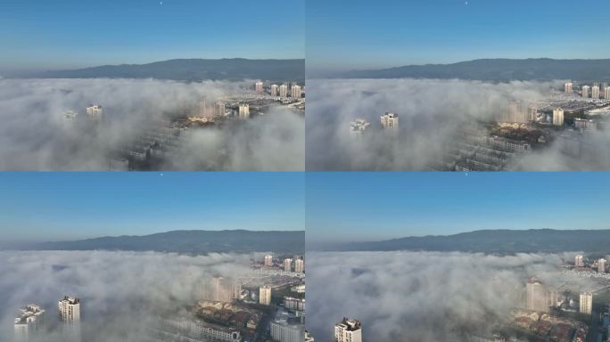 被平流雾笼罩的瑞丽市
