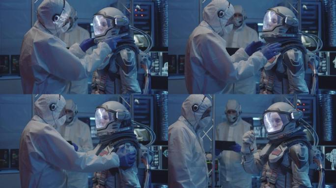 宇航员和科学家测试太空服