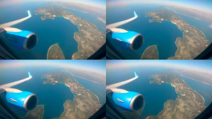 从飞机上可以看到土地和水