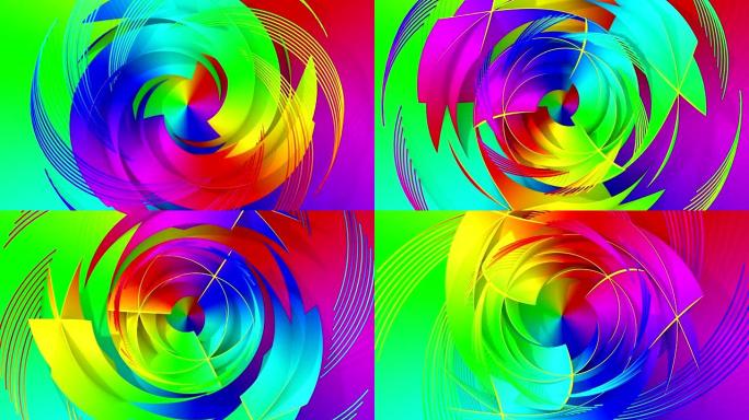 4K.彩虹抽象数码花。