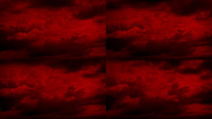 在世界末日的红色天空中形成的云