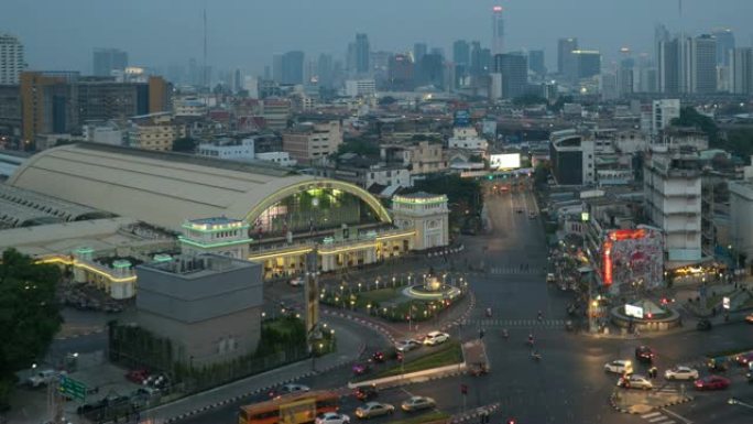 曼谷市日夜曼谷延时摄影曼谷日转夜泰国曼谷