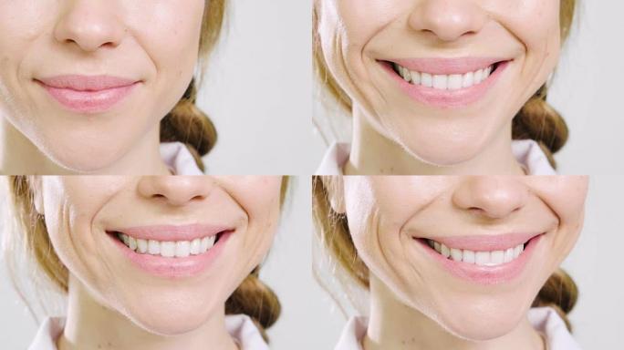 在专业诊所，一位美丽的女医生微笑着露出完美笑容的肖像。