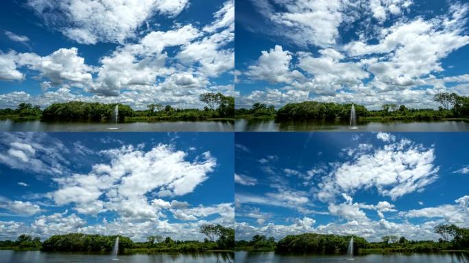 4k延时云在湖上的天空
