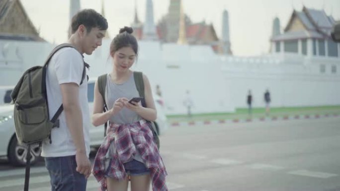 4k分辨率亚洲泰国美女情侣在泰国曼谷旅行时自拍