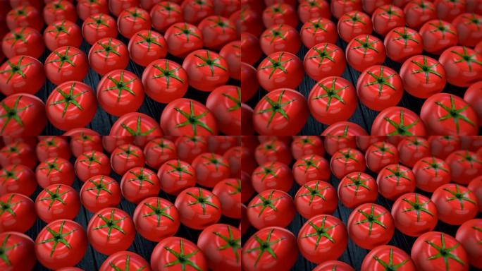 盒子里西红柿的现实3d渲染，4k动画，