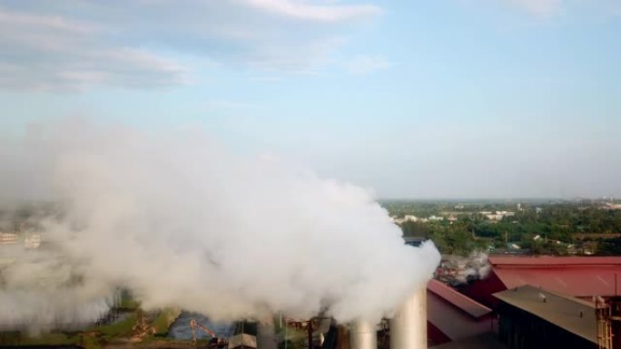 航空工业和污染航拍化工云雾缭绕浓烟滚滚重