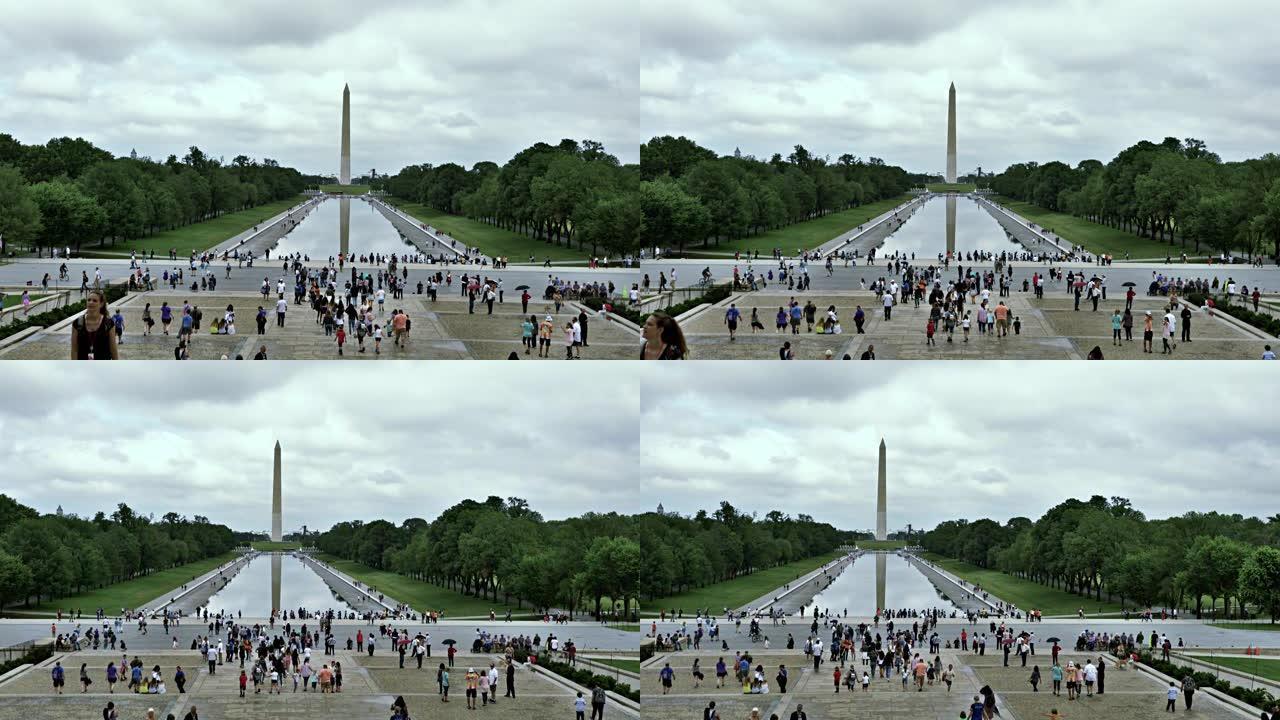 华盛顿纪念碑。人。旅行膨胀