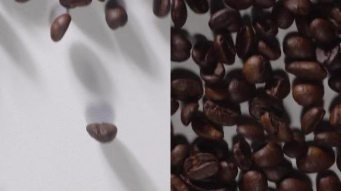 (垂直) 咖啡豆充满白色背景