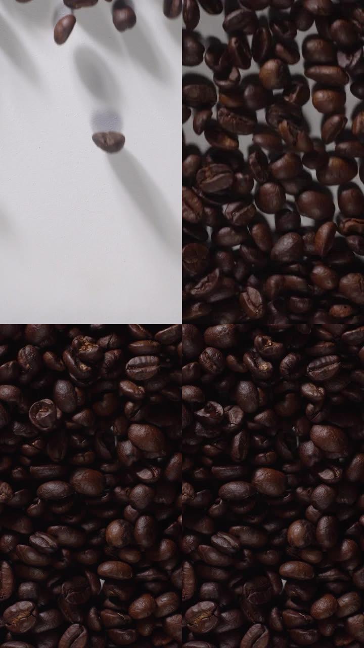 (垂直) 咖啡豆充满白色背景