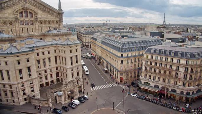 巴黎街的鸟瞰图。法国建筑法国城市