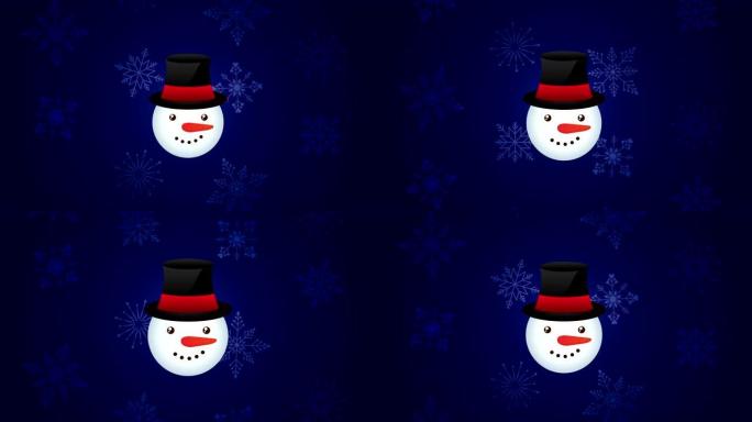 圣诞快乐动画与雪人头角色