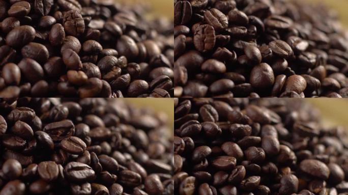 咖啡豆堆旋转咖啡豆