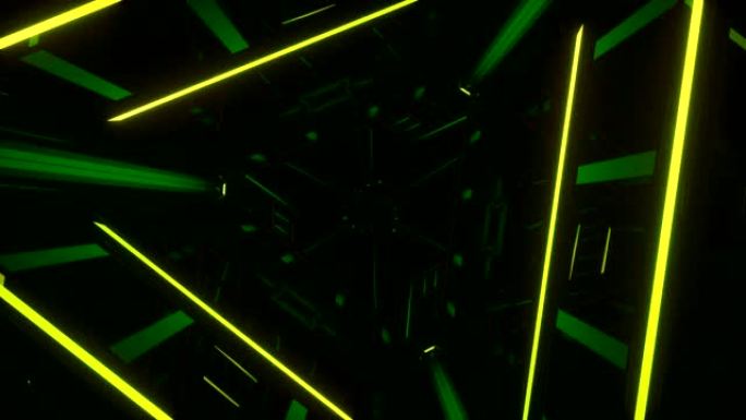 绿色neon制成的三角隧道