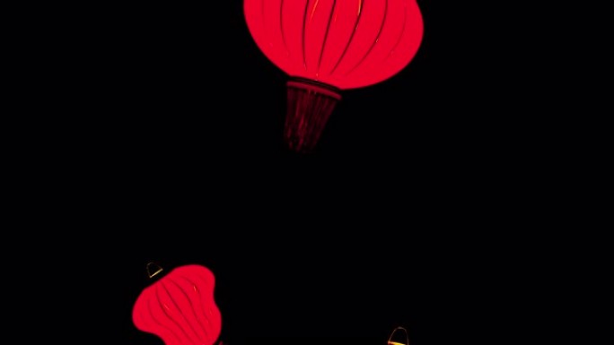 光明嘉年华中的动画飞舞亚洲灯笼。当代东方运动图形艺术。抽象传统节日中国红灯笼。模板鲜艳的彩色亚洲灯装