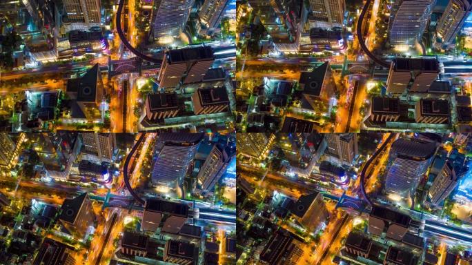 曼谷市空中拍摄，庄农西空中步道，席隆/沙吞中央商务区