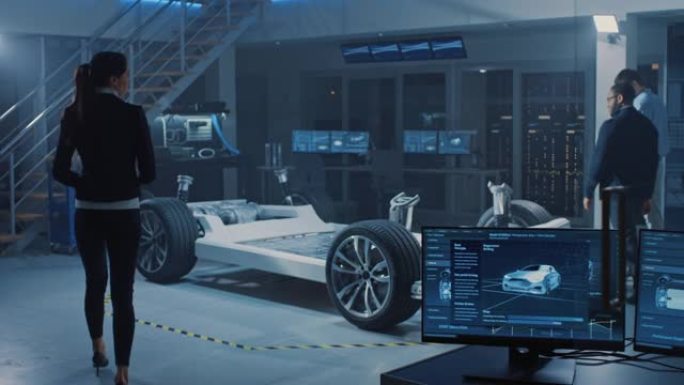 国际汽车设计工程师团队致力于未来的自主电动汽车。车辆平台底盘有车轮、发动机、电池。清洁可再生能源效率