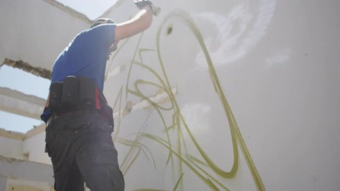 涂鸦艺术家用气溶胶喷雾绘画4k