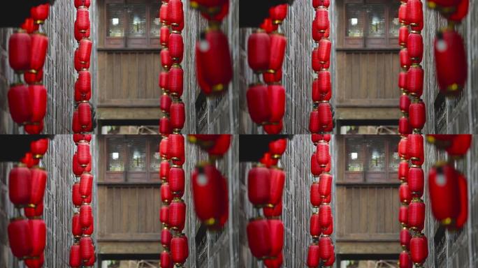 中国成都墙上的红灯笼