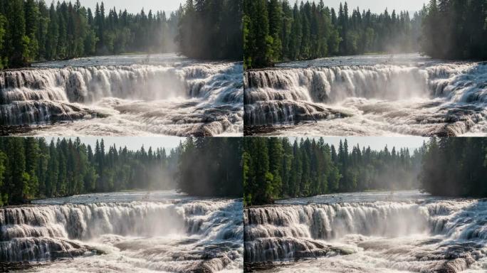 道森瀑布在加拿大威尔斯格雷省立公园的默特尔河上