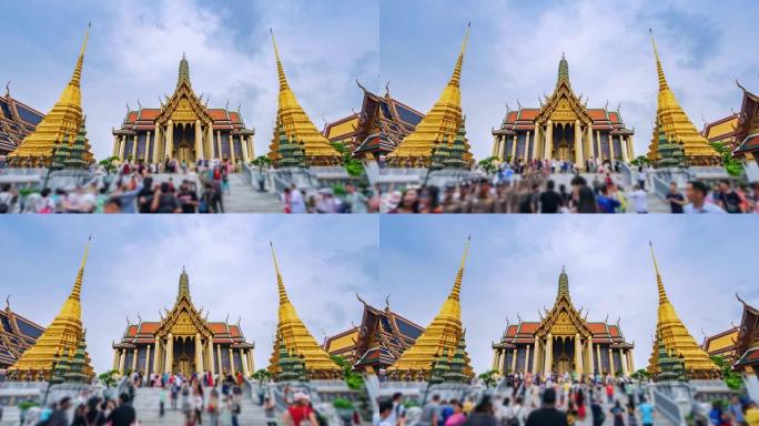 曼谷Wat Phra Kaeo或泰国曼谷市翡翠佛寺的4k延时地标