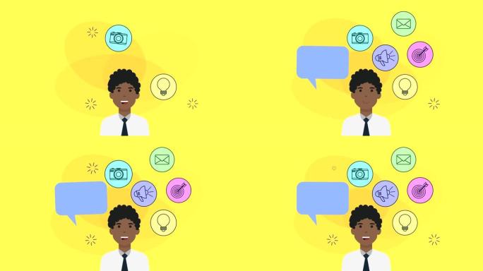 商人与社交媒体营销动画