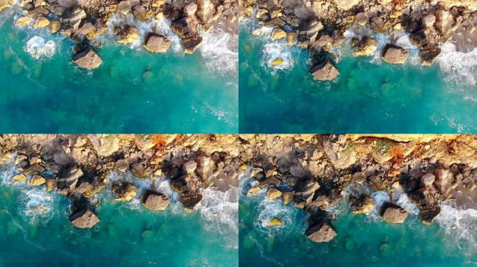 海蓝宝石的水正在冲刷岩石