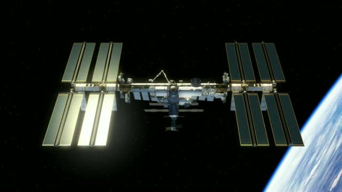 4K.国际空间站旋转太阳能电池板。