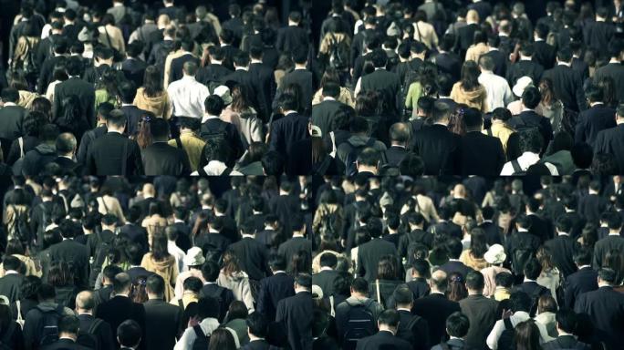 一众商人早上去上班日本东京