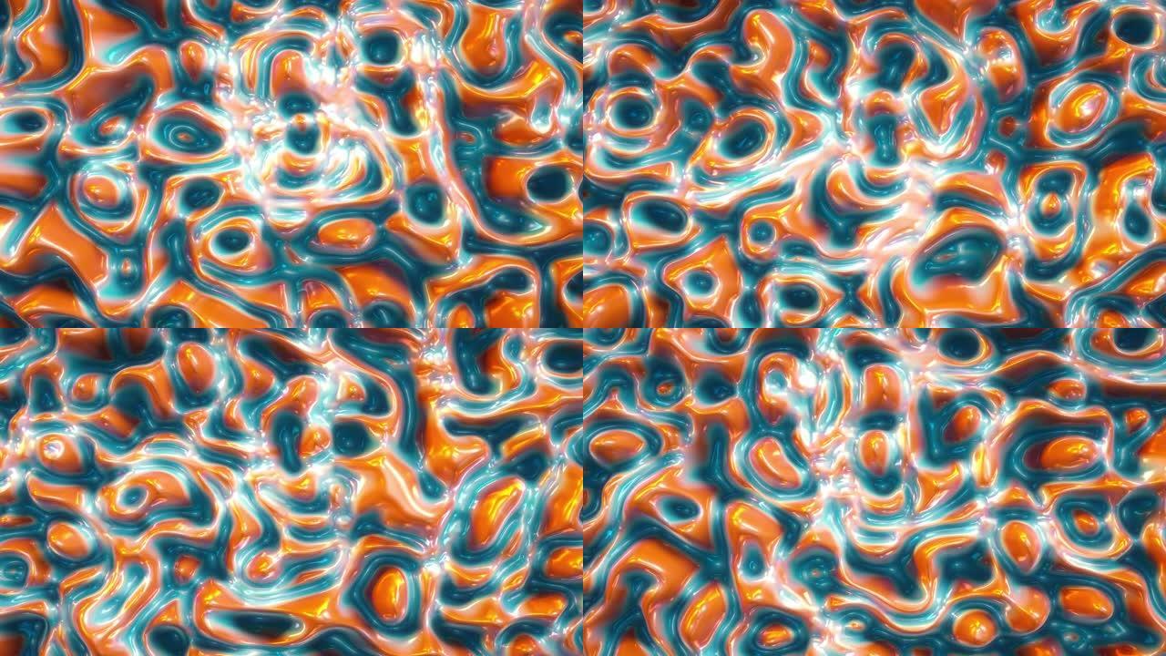 橙色和蓝色移动液体抽象现代背景