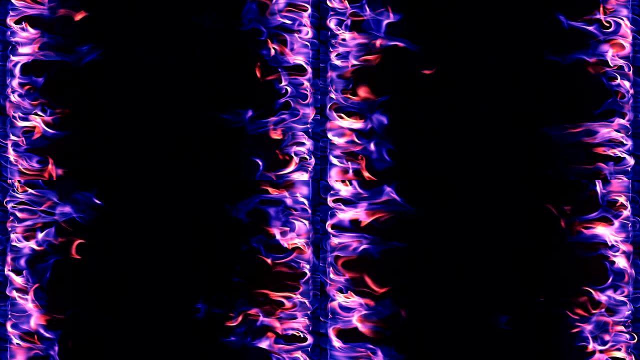 蓝色燃烧的火框火焰通道三维动画