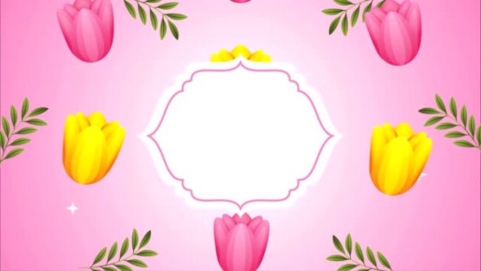 美丽玫瑰花卉花园优雅框架动画