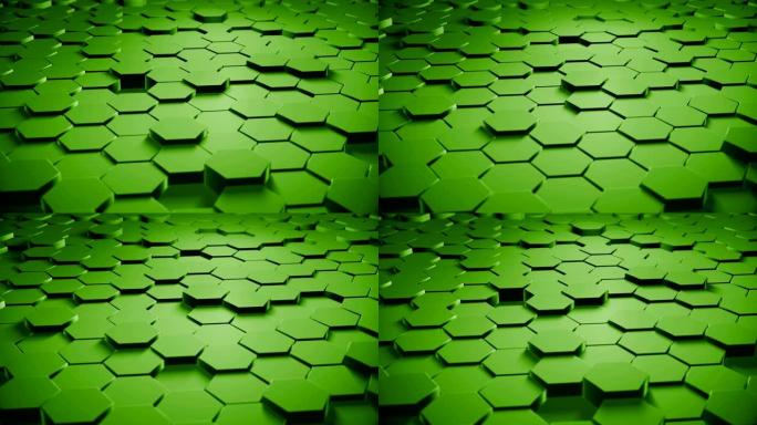 抽象绿色六边形背景 (可循环)