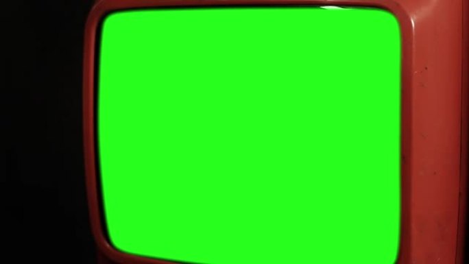 旧红色电视绿屏。绿幕抠像绿幕背景复古电视