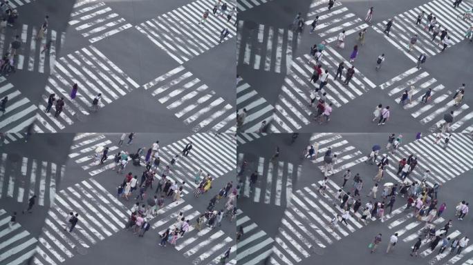 在日本东京的银座十字路口对行人的慢动作拍摄