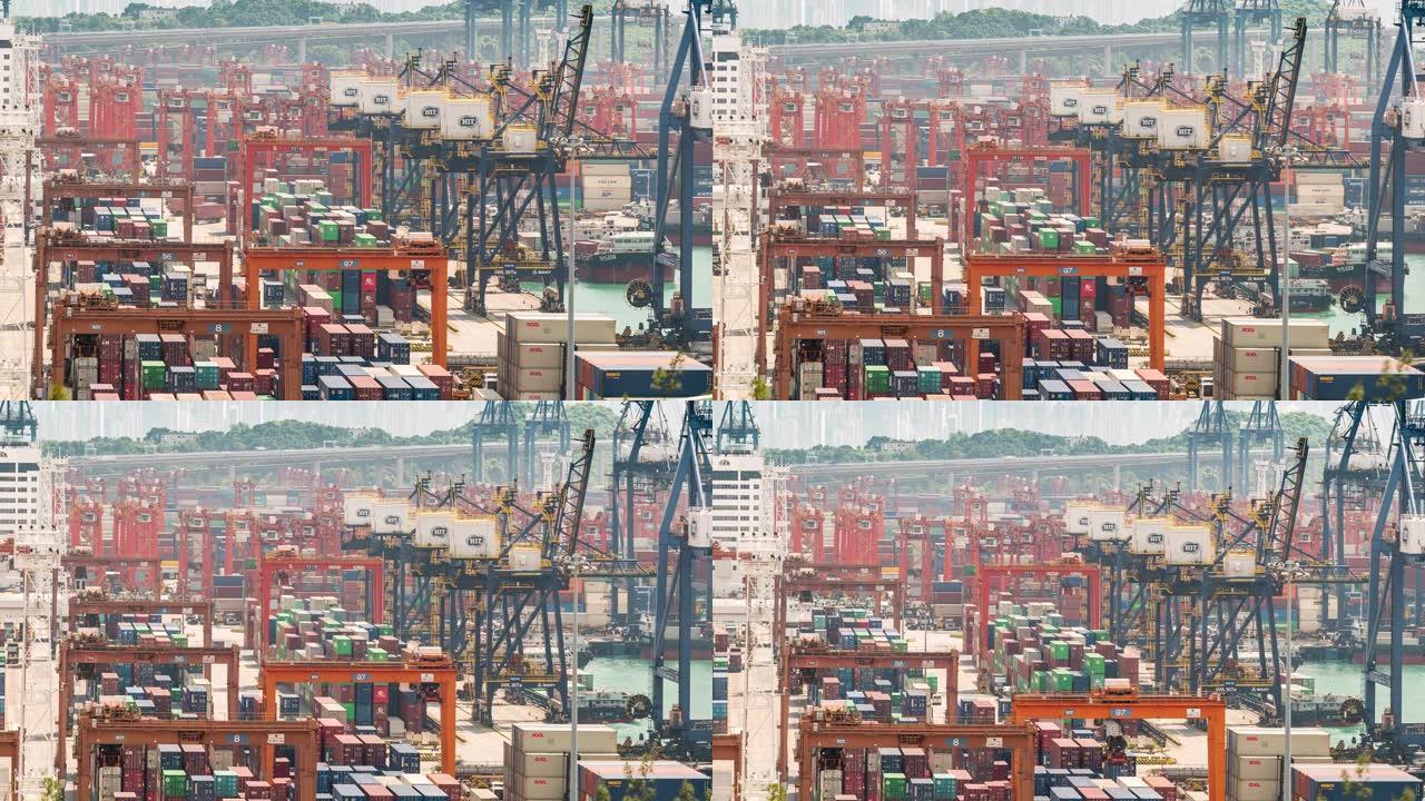 延时: 香港青衣港带货场的海运集装箱港口的工作