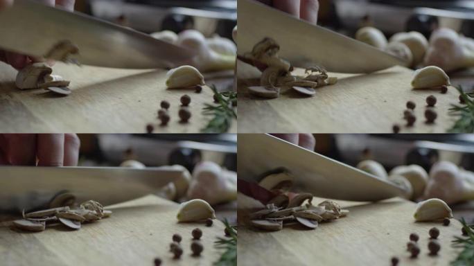手切蘑菇新鲜料理炒菜