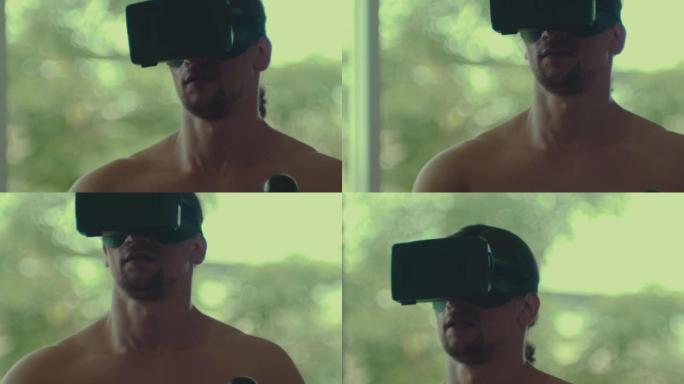 VR眼镜爆头交互式体验性感肌肉男欧美外国