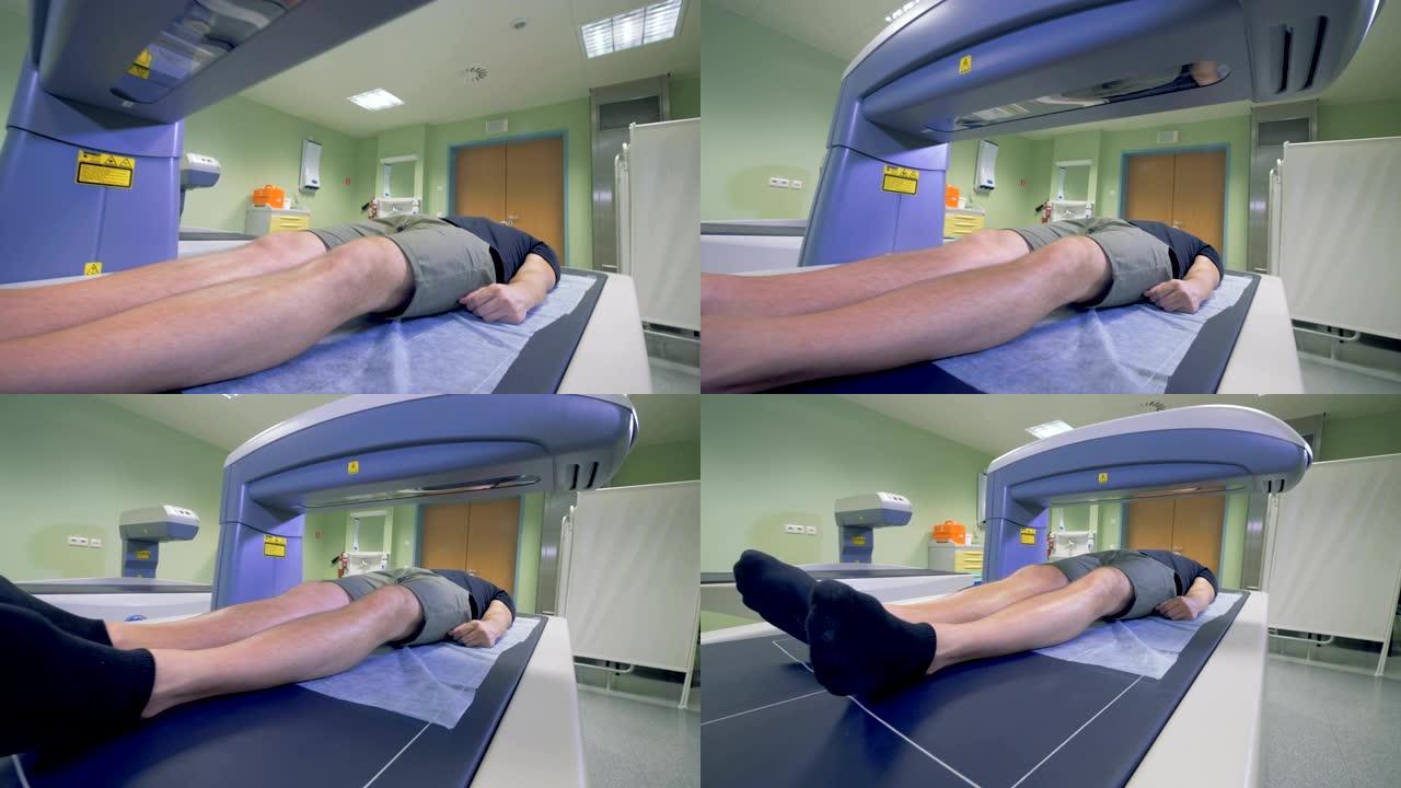 MRI扫描机制正在检查患者。X射线程序概念。