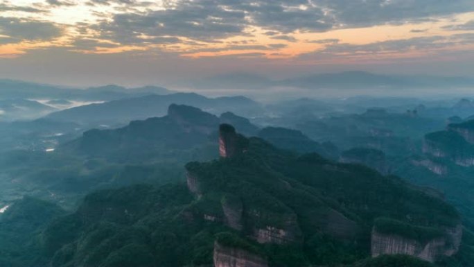 丹霞山的鸟瞰图-时间流逝